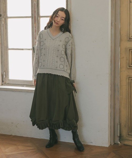 somari imagination（ソマリ イマジネーション）の「『ライン配色ケーブルニット』（ニット/セーター・レディース・ネイビー/ライトグレー・FREE）」の14枚目の写真