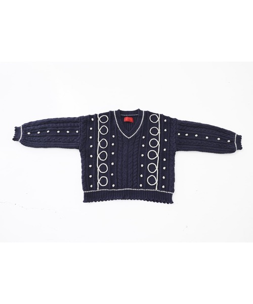 somari imagination（ソマリ イマジネーション）の「『ライン配色ケーブルニット』（ニット/セーター・レディース・ネイビー/ライトグレー・FREE）」の21枚目の写真