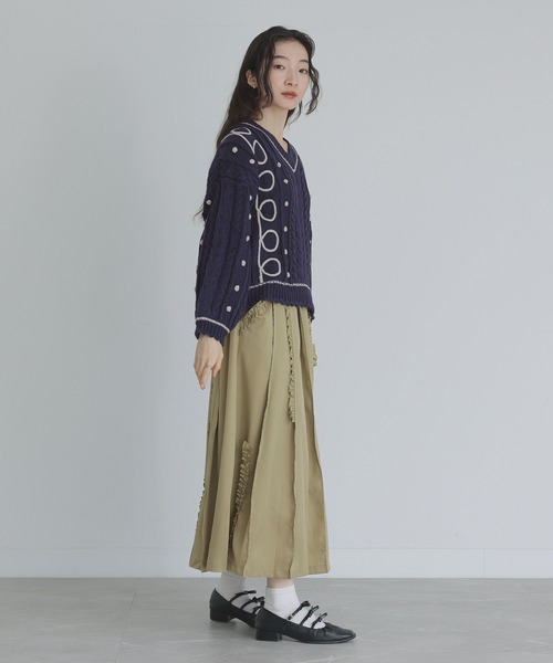 somari imagination（ソマリ イマジネーション）の「『ライン配色ケーブルニット』（ニット/セーター・レディース・ネイビー/ライトグレー・FREE）」の8枚目の写真