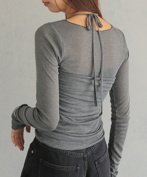 cheriella(シェリエラ)の「【cheriella】ビスチェレイヤードシアートップス BUSTIER LAYERED SHEER TOPS(Tシャツ/カットソー・レディース・ブラック/ライトグレー/チャコールグレー・M)」の3枚目の写真