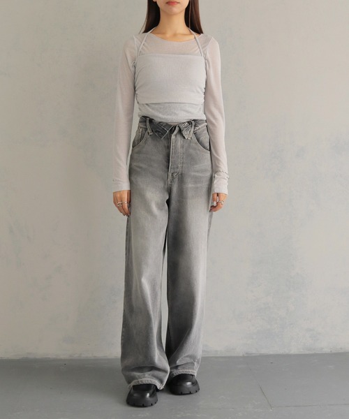 cheriella(シェリエラ)の「【cheriella】ビスチェレイヤードシアートップス BUSTIER LAYERED SHEER TOPS(Tシャツ/カットソー・レディース・ブラック/ライトグレー/チャコールグレー・M)」の21枚目の写真