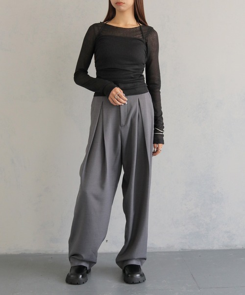 cheriella(シェリエラ)の「【cheriella】ビスチェレイヤードシアートップス BUSTIER LAYERED SHEER TOPS(Tシャツ/カットソー・レディース・ブラック/ライトグレー/チャコールグレー・M)」の8枚目の写真
