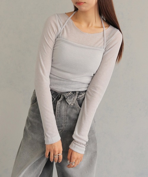 cheriella(シェリエラ)の「【cheriella】ビスチェレイヤードシアートップス BUSTIER LAYERED SHEER TOPS(Tシャツ/カットソー・レディース・ブラック/ライトグレー/チャコールグレー・M)」の18枚目の写真