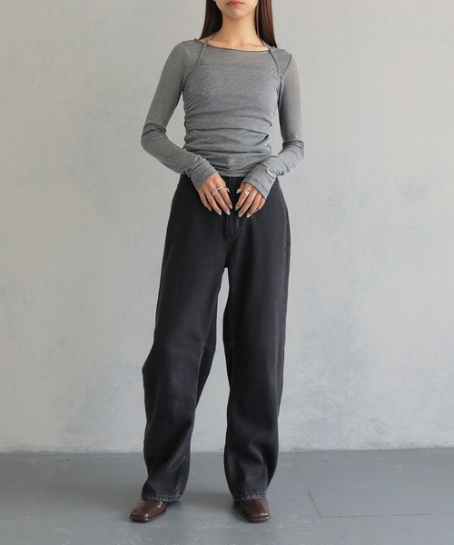 cheriella(シェリエラ)の「【cheriella】ビスチェレイヤードシアートップス BUSTIER LAYERED SHEER TOPS(Tシャツ/カットソー・レディース・ブラック/ライトグレー/チャコールグレー・M)」の13枚目の写真