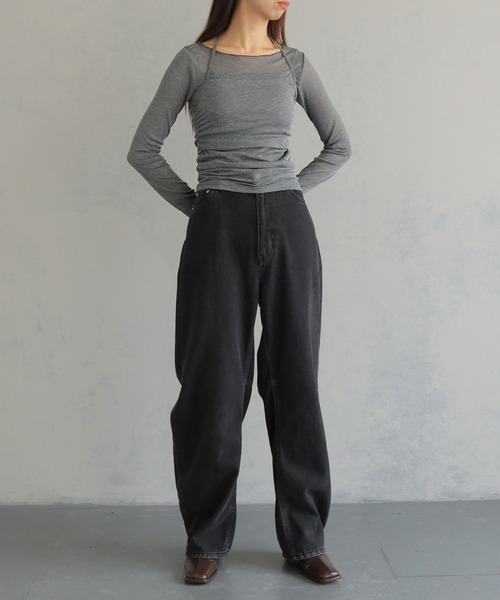 cheriella(シェリエラ)の「【cheriella】ビスチェレイヤードシアートップス BUSTIER LAYERED SHEER TOPS(Tシャツ/カットソー・レディース・ブラック/ライトグレー/チャコールグレー・M)」の14枚目の写真
