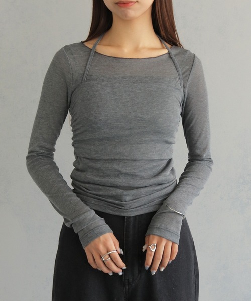 cheriella(シェリエラ)の「【cheriella】ビスチェレイヤードシアートップス BUSTIER LAYERED SHEER TOPS(Tシャツ/カットソー・レディース・ブラック/ライトグレー/チャコールグレー・M)」の10枚目の写真