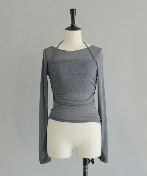 cheriella(シェリエラ)の「【cheriella】ビスチェレイヤードシアートップス BUSTIER LAYERED SHEER TOPS(Tシャツ/カットソー・レディース・ブラック/ライトグレー/チャコールグレー・M)」の22枚目の写真