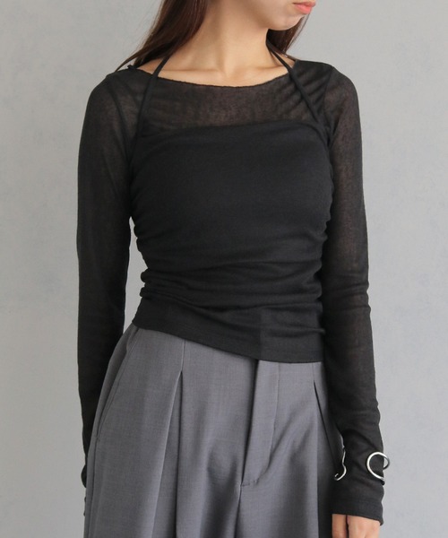 cheriella(シェリエラ)の「【cheriella】ビスチェレイヤードシアートップス BUSTIER LAYERED SHEER TOPS(Tシャツ/カットソー・レディース・ブラック/ライトグレー/チャコールグレー・M)」の7枚目の写真