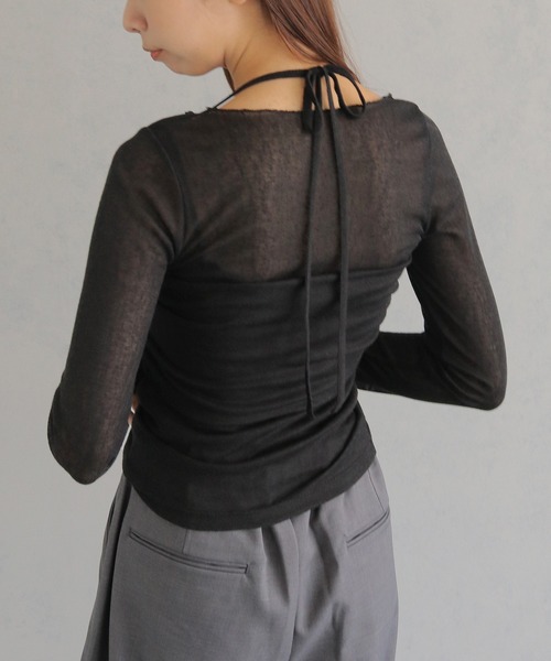 cheriella(シェリエラ)の「【cheriella】ビスチェレイヤードシアートップス BUSTIER LAYERED SHEER TOPS(Tシャツ/カットソー・レディース・ブラック/ライトグレー/チャコールグレー・M)」の4枚目の写真