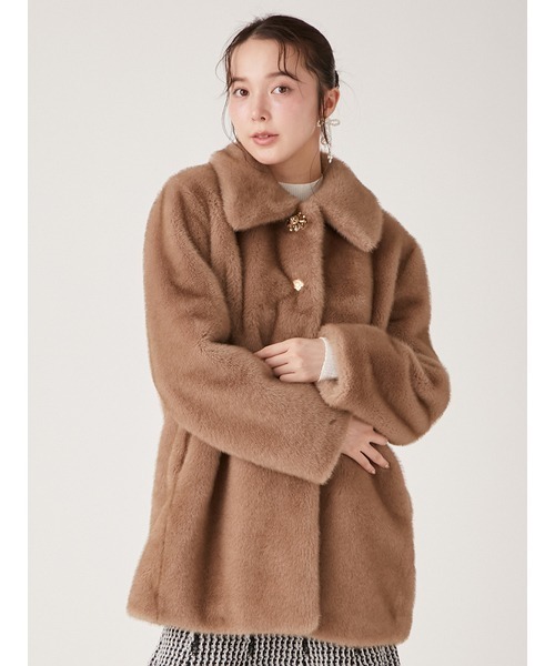 LILY BROWN（リリーブラウン）の「【LILY BROWN×MARY QUANT】ビジューボタンミドルファーコート（その他アウター・レディース・アイボリー/グレイッシュベージュ・FREE）」の18枚目の写真