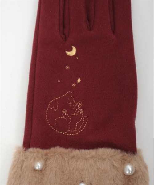axes femme POETIQUE（アクシーズファムポエティック）の「猫刺繍手袋（手袋・レディース・ワイン/ブラック・FREE）」の9枚目の写真