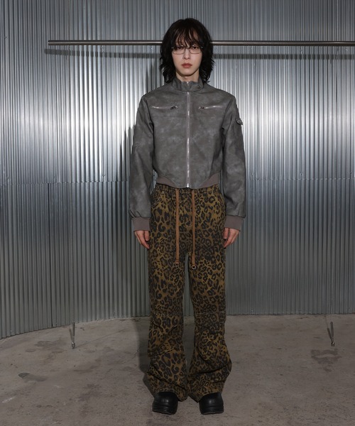 2024FW][UNISEX]スエードワッペンウォッシングクロップドバイカー 