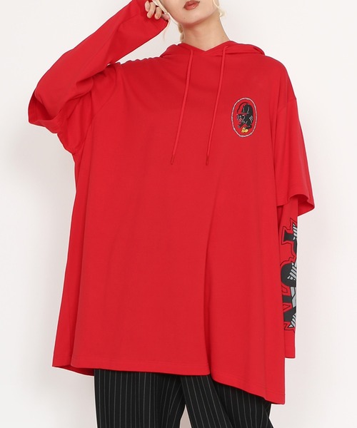 PUNYUS(プニュズ)の「ブラックパンサーレイヤードロンT(Tシャツ/カットソー・レディース・スミクロ/レッド・3/4)」の7枚目の写真