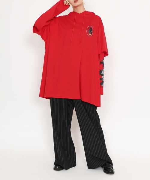 PUNYUS(プニュズ)の「ブラックパンサーレイヤードロンT(Tシャツ/カットソー・レディース・スミクロ/レッド・3/4)」の8枚目の写真
