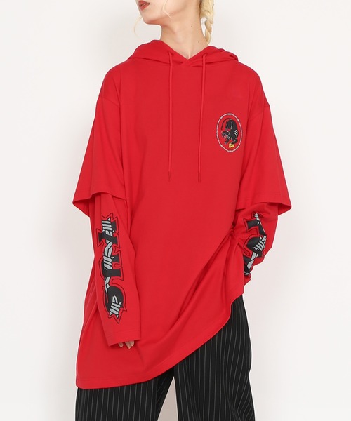 PUNYUS(プニュズ)の「ブラックパンサーレイヤードロンT(Tシャツ/カットソー・レディース・スミクロ/レッド・3/4)」の9枚目の写真