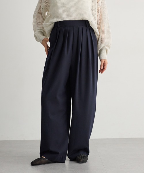 セール】[低身長/高身長向けサイズ有]撥水4本タックカーブパンツ