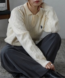 ap retro（アプレトロ）の「ap retro別注【U.S. POLO ASSN./ユーエスポロアッスン】ワンポイントケーブルニットポロ（ニット/セーター）」