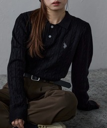 ap retro（アプレトロ）の「ap retro別注【U.S. POLO ASSN./ユーエスポロアッスン】ワンポイントケーブルニットポロ（ニット/セーター）」
