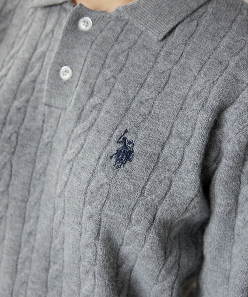 U.S. POLO ASSN.（ユーエスポロアッスン）の「ap retro別注【U.S. POLO ASSN./ユーエスポロアッスン】ワンポイントケーブルニットポロ（ニット/セーター・レディース・グレー/ライトピンク/ブラック/アイボリー/ベージュ/グリーン・L/M）」の17枚目の写真