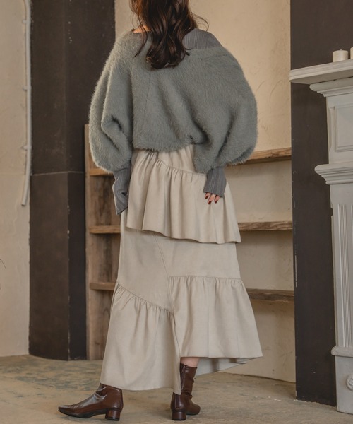 mideal(マイディール)の「random design frill skirt / ランダムデザインフリルスカート(スカート・レディース・グレー/ベージュ・FREE)」の5枚目の写真