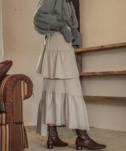 mideal(マイディール)の「random design frill skirt / ランダムデザインフリルスカート(スカート・レディース・グレー/ベージュ・FREE)」の6枚目の写真