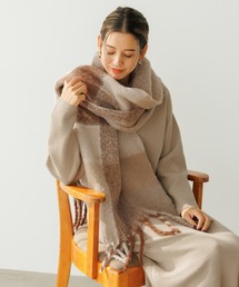 BAYFLOW | [今年らしいボリューム感]チェックフトフリンジマフラー(ストール/ショール)