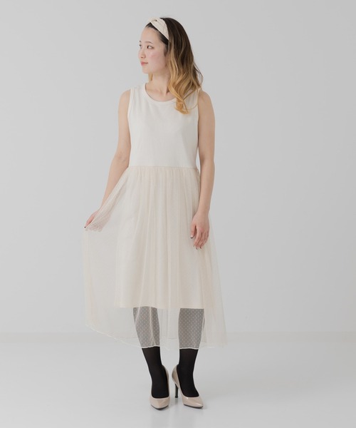 セール】チュール付 ノースリーブチュニック（チュニック）｜JAM