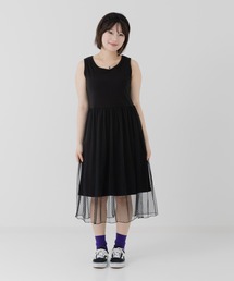 チュール付 ノースリーブチュニック