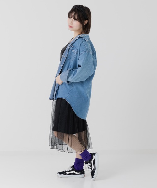 JAM & LINK（ジャムアンドリンク）の「チュール付 ノースリーブチュニック（チュニック・レディース・ブラック/クリーム・M）」の6枚目の写真