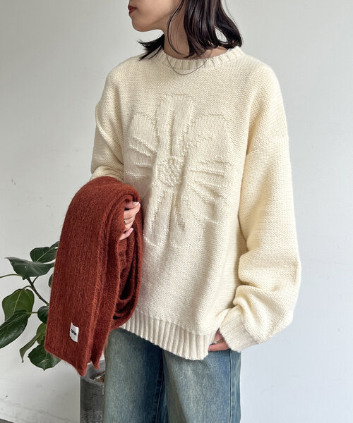 CPCM(シーピーシーエム)の「同色花柄ジャガードニット24(ニット/セーター・レディース・マスタード/アイボリー/グレー/ブルー・FREE)」の11枚目の写真