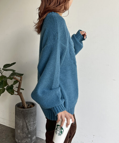 CPCM(シーピーシーエム)の「同色花柄ジャガードニット24(ニット/セーター・レディース・マスタード/アイボリー/グレー/ブルー・FREE)」の5枚目の写真