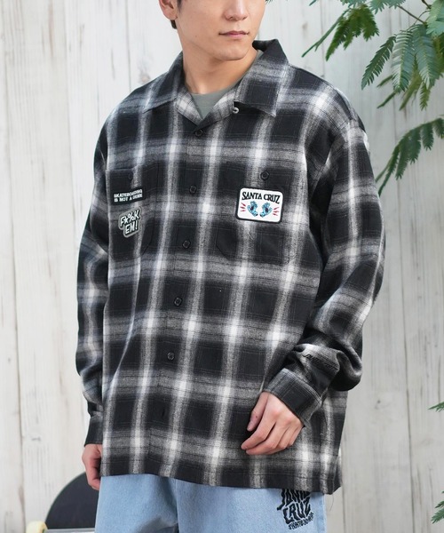 SANTA CRUZ(サンタクルーズ)の「【ムラサキスポーツ限定】SANTACRUZ/サンタクルーズ 長袖シャツ オンブレチェック ビックシルエット 502251201(シャツ/ブラウス・メンズ・ホワイト×ブルー/ブラック/ホワイト・L/M)」の1枚目の写真