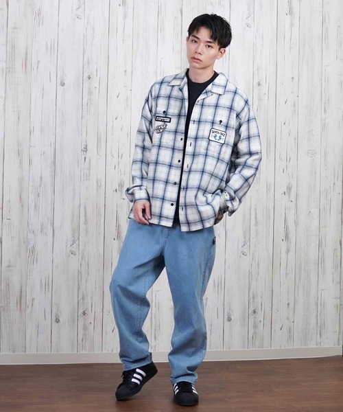 SANTA CRUZ(サンタクルーズ)の「【ムラサキスポーツ限定】SANTACRUZ/サンタクルーズ 長袖シャツ オンブレチェック ビックシルエット 502251201(シャツ/ブラウス・メンズ・ホワイト×ブルー/ブラック/ホワイト・L/M)」の8枚目の写真