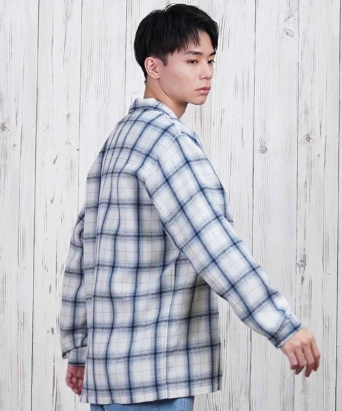 SANTA CRUZ(サンタクルーズ)の「【ムラサキスポーツ限定】SANTACRUZ/サンタクルーズ 長袖シャツ オンブレチェック ビックシルエット 502251201(シャツ/ブラウス・メンズ・ホワイト×ブルー/ブラック/ホワイト・L/M)」の7枚目の写真