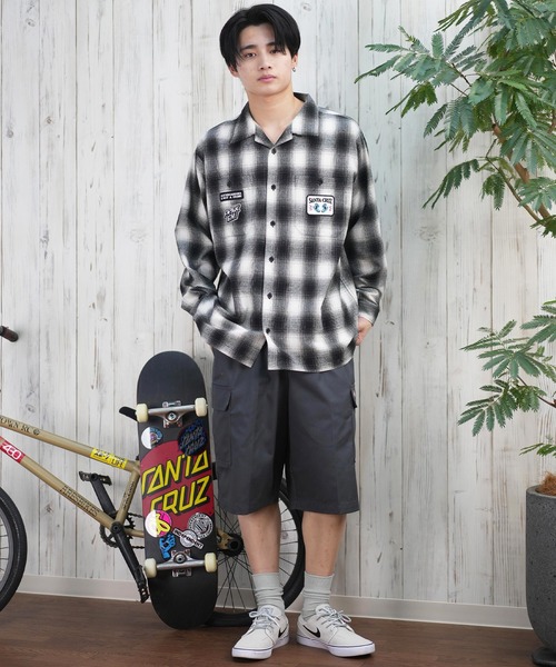 SANTA CRUZ(サンタクルーズ)の「【ムラサキスポーツ限定】SANTACRUZ/サンタクルーズ 長袖シャツ オンブレチェック ビックシルエット 502251201(シャツ/ブラウス・メンズ・ホワイト×ブルー/ブラック/ホワイト・L/M)」の18枚目の写真