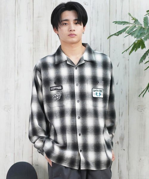 SANTA CRUZ(サンタクルーズ)の「【ムラサキスポーツ限定】SANTACRUZ/サンタクルーズ 長袖シャツ オンブレチェック ビックシルエット 502251201(シャツ/ブラウス・メンズ・ホワイト×ブルー/ブラック/ホワイト・L/M)」の14枚目の写真