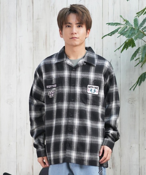 SANTA CRUZ(サンタクルーズ)の「【ムラサキスポーツ限定】SANTACRUZ/サンタクルーズ 長袖シャツ オンブレチェック ビックシルエット 502251201(シャツ/ブラウス・メンズ・ホワイト×ブルー/ブラック/ホワイト・L/M)」の21枚目の写真