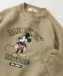 【Disney/ディズニー】アートワークデザイン キャラクタープリント ワンポイント刺繍 裏ボア クルーネックスウェット/トレーナー/ビッグシルエット/くまのプーさん/ミッキーマウス