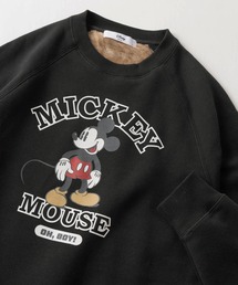 【Disney/ディズニー】アートワークデザイン キャラクタープリント ワンポイント刺繍 裏ボア クルーネックスウェット/トレーナー/ビッグシルエット/くまのプーさん/ミッキーマウス