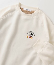 【Disney/ディズニー】アートワークデザイン キャラクタープリント ワンポイント刺繍 裏ボア クルーネックスウェット/トレーナー/ビッグシルエット/くまのプーさん/ミッキーマウス