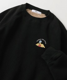 【Disney/ディズニー】アートワークデザイン キャラクタープリント ワンポイント刺繍 裏ボア クルーネックスウェット/トレーナー/ビッグシルエット/くまのプーさん/ミッキーマウス