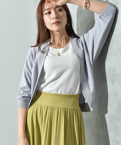 INTERPLANET（インタープラネット）の「【接触冷感・ＵＶ】ドルマンカーディガン（カーディガン/ボレロ・レディース・ブルー/グレー/オフホワイト/ブラック/イエロー・FREE）」の3枚目の写真