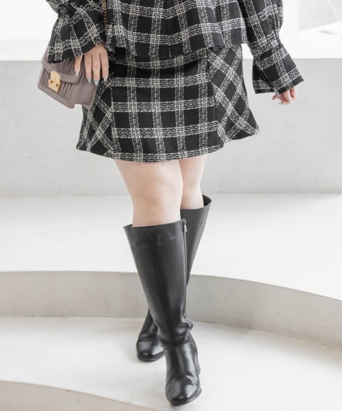 CLETTE（クレット）の「ツイードミニスカート（スカート・レディース・アイボリー/ブラック/アイボリー系/ブラック系・LL/3L/4L）」の2枚目の写真