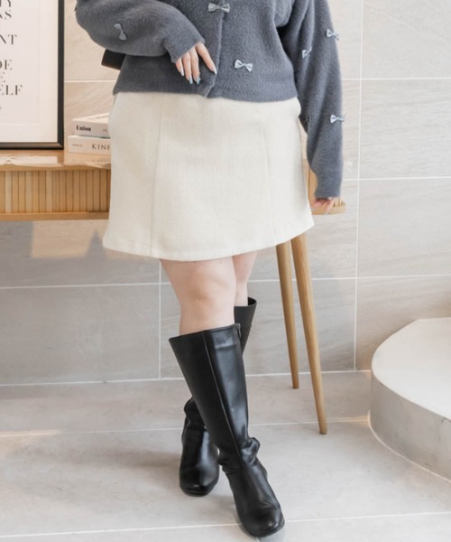 CLETTE（クレット）の「ツイードミニスカート（スカート・レディース・アイボリー/ブラック/アイボリー系/ブラック系・LL/3L/4L）」の3枚目の写真