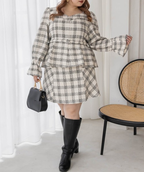 CLETTE（クレット）の「ツイードミニスカート（スカート・レディース・アイボリー/ブラック/アイボリー系/ブラック系・LL/3L/4L）」の21枚目の写真