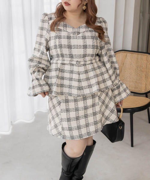 CLETTE（クレット）の「ツイードミニスカート（スカート・レディース・アイボリー/ブラック/アイボリー系/ブラック系・LL/3L/4L）」の22枚目の写真