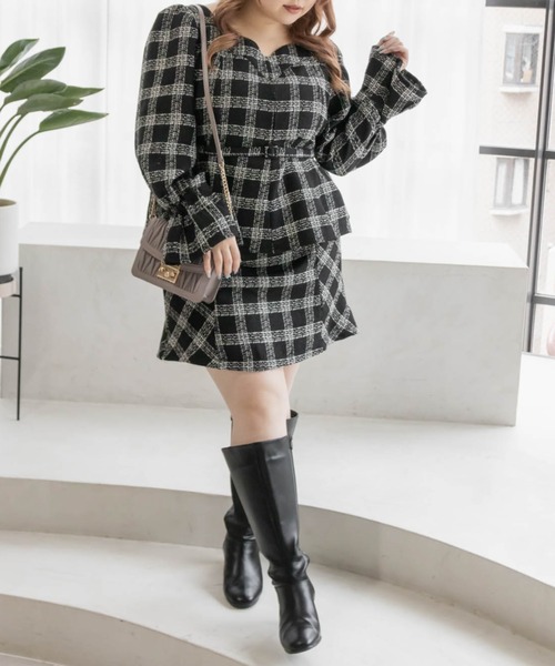 CLETTE（クレット）の「ツイードミニスカート（スカート・レディース・アイボリー/ブラック/アイボリー系/ブラック系・LL/3L/4L）」の11枚目の写真