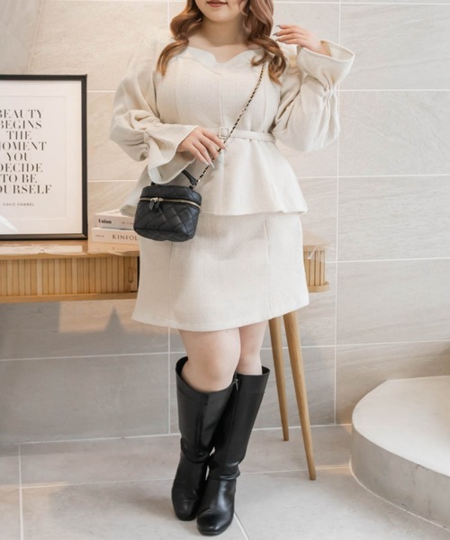 CLETTE（クレット）の「ツイードミニスカート（スカート・レディース・アイボリー/ブラック/アイボリー系/ブラック系・LL/3L/4L）」の14枚目の写真