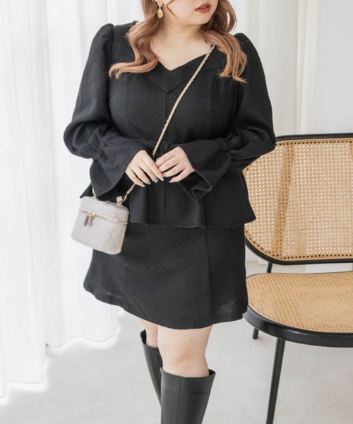 CLETTE（クレット）の「ツイードミニスカート（スカート・レディース・アイボリー/ブラック/アイボリー系/ブラック系・LL/3L/4L）」の6枚目の写真