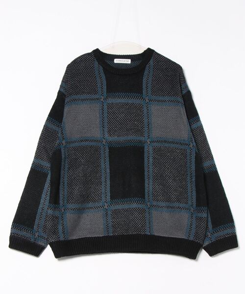 ニット セーター 「mens」チェックパターンニットプルーバー レディース mens】チェックパターンニットプルーバー（ニット/セーター